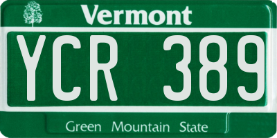 VT license plate YCR389