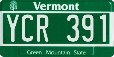 VT license plate YCR391