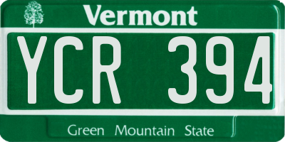 VT license plate YCR394