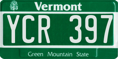 VT license plate YCR397