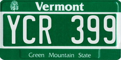 VT license plate YCR399