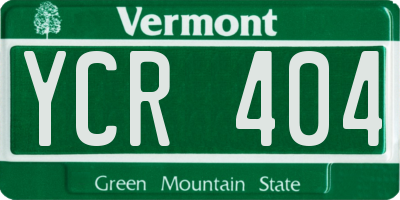 VT license plate YCR404