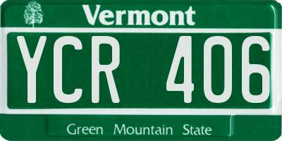 VT license plate YCR406