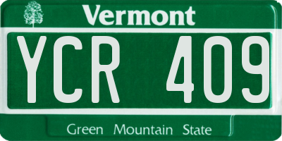 VT license plate YCR409