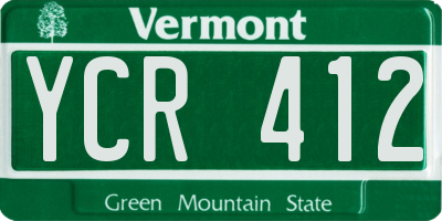 VT license plate YCR412