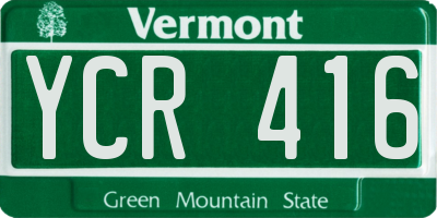 VT license plate YCR416