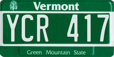 VT license plate YCR417