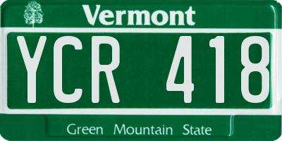 VT license plate YCR418