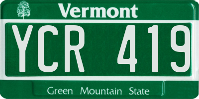 VT license plate YCR419