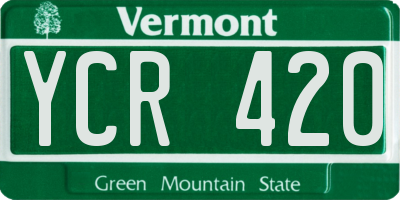 VT license plate YCR420
