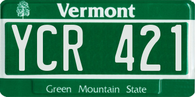 VT license plate YCR421