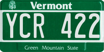VT license plate YCR422