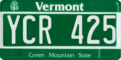VT license plate YCR425