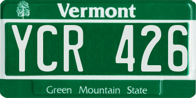 VT license plate YCR426