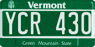 VT license plate YCR430