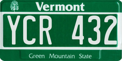 VT license plate YCR432