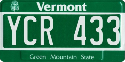 VT license plate YCR433