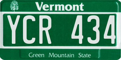 VT license plate YCR434