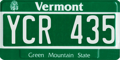 VT license plate YCR435