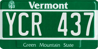VT license plate YCR437
