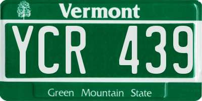 VT license plate YCR439