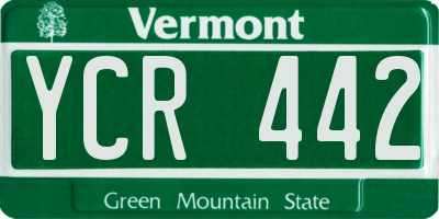 VT license plate YCR442