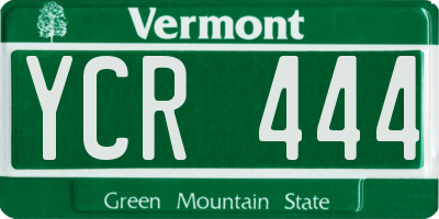 VT license plate YCR444