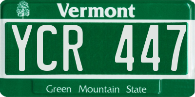 VT license plate YCR447