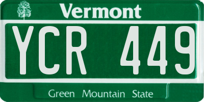 VT license plate YCR449