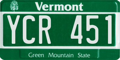 VT license plate YCR451