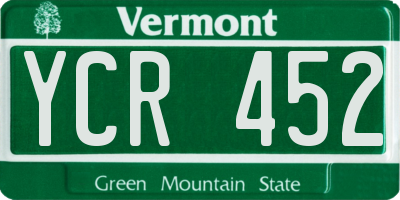 VT license plate YCR452