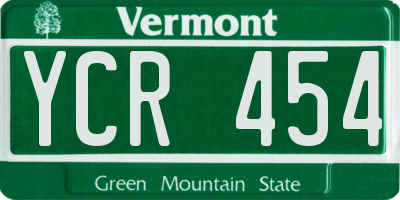 VT license plate YCR454