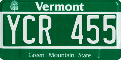 VT license plate YCR455
