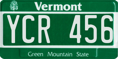 VT license plate YCR456