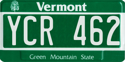VT license plate YCR462