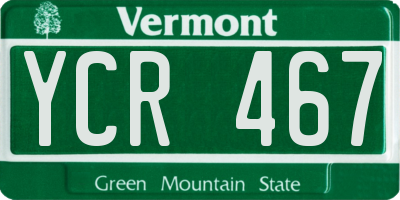 VT license plate YCR467