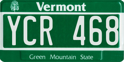 VT license plate YCR468