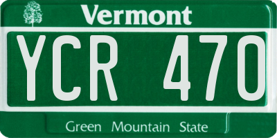 VT license plate YCR470