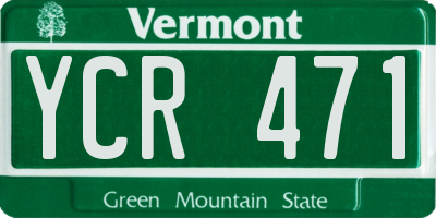 VT license plate YCR471