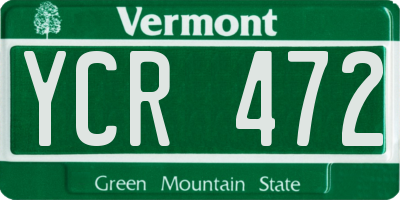 VT license plate YCR472