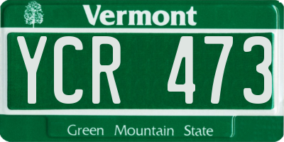 VT license plate YCR473