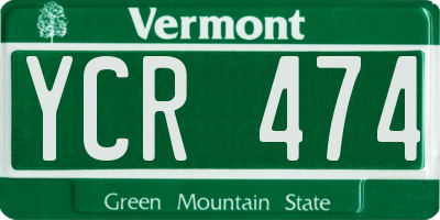 VT license plate YCR474
