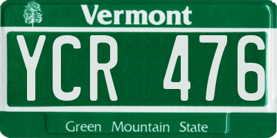 VT license plate YCR476