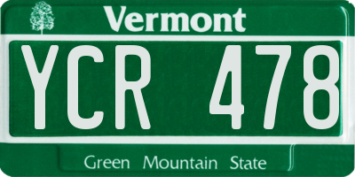 VT license plate YCR478
