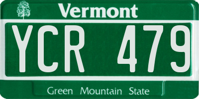 VT license plate YCR479