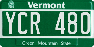 VT license plate YCR480