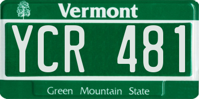 VT license plate YCR481
