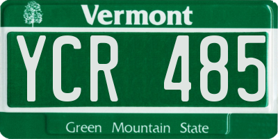 VT license plate YCR485