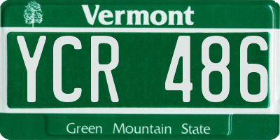 VT license plate YCR486