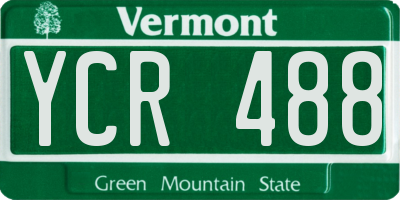 VT license plate YCR488